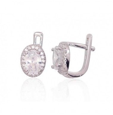 Sudraba auskari ar  angļu  slēdzēju 2202954(PRh-Gr)_CZ, Sudrabs	925°, rodijs (pārklājums), Cirkoni 