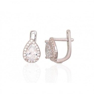 Sudraba auskari ar  angļu  slēdzēju 2202955(PRh-Gr)_CZ, Sudrabs	925°, rodijs (pārklājums), Cirkoni 