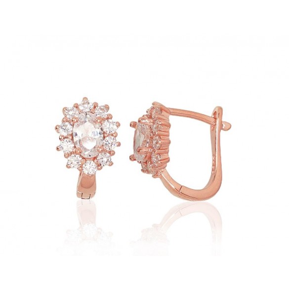 Sudraba auskari 2202986(PAu-R)_CZ, Sudrabs	925°, sarkanais zelts (pārklājums), Cirkoni 