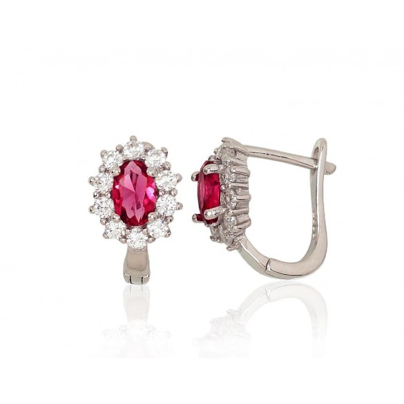 Sudraba auskari ar  angļu  slēdzēju 2202986(PRh-Gr)_CZ+CZ-RO, Sudrabs	925°, rodijs (pārklājums), Cirkoni 