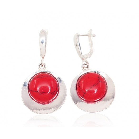 Sudraba auskari ar  angļu  slēdzēju 2203057_COX, Sudrabs	925°, Korallis (Imitācija) 