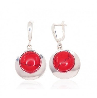 Sudraba auskari ar  angļu  slēdzēju 2203057_COX, Sudrabs	925°, Korallis (Imitācija) 