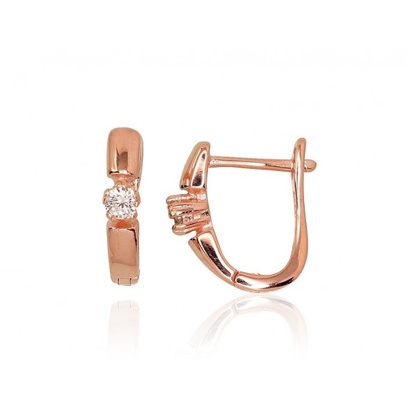 Sudraba auskari ar  angļu  slēdzēju 2203105(PAu-R)_CZ, Sudrabs	925°, sarkanais zelts (pārklājums), Cirkoni 