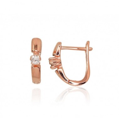 Sudraba auskari ar  angļu  slēdzēju 2203105(PAu-R)_CZ, Sudrabs	925°, sarkanais zelts (pārklājums), Cirkoni 