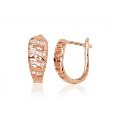 Sudraba auskari 2203111(PAu-R)_CZ, Sudrabs	925°, sarkanais zelts (pārklājums), Cirkoni 