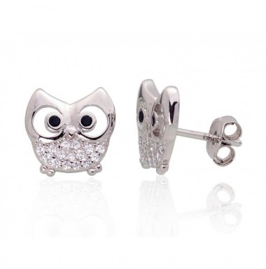 Sudraba auskari-puseti 2203478(PRh-Gr)_CZ+CZ-BK, Sudrabs	925°, rodijs (pārklājums), Cirkoni 