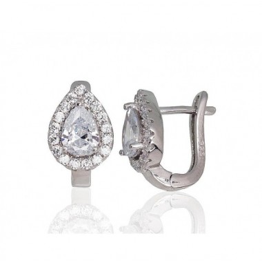 Sudraba auskari ar  angļu  slēdzēju 2203669(PRh-Gr)_CZ, Sudrabs	925°, rodijs (pārklājums), Cirkoni 