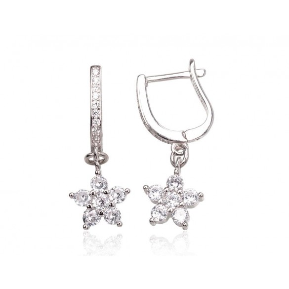 Sudraba auskari ar  angļu  slēdzēju 2203670(PRh-Gr)_CZ, Sudrabs	925°, rodijs (pārklājums), Cirkoni 