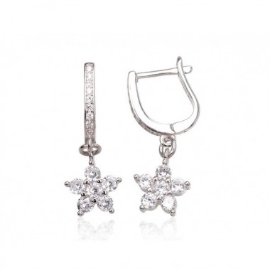 Sudraba auskari ar  angļu  slēdzēju 2203670(PRh-Gr)_CZ, Sudrabs	925°, rodijs (pārklājums), Cirkoni 
