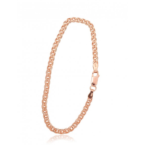 Sudraba ķēdīte Mona Liza 3.1 mm , dimantu apstrādājums 2400077(PAu-R)-bracelet, Sudrabs	925°, sarkanais zelts (pārklājums)