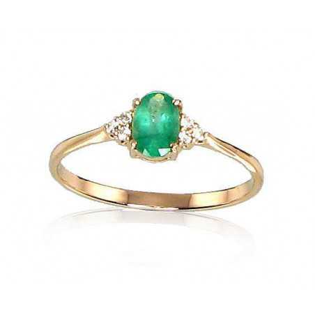 Zelta gredzens 1100091(Au-R+PRh-W)_DI+EM, Sarkanais Zelts	585°, rodijs (pārklājums) , Briljanti , Smaragds 