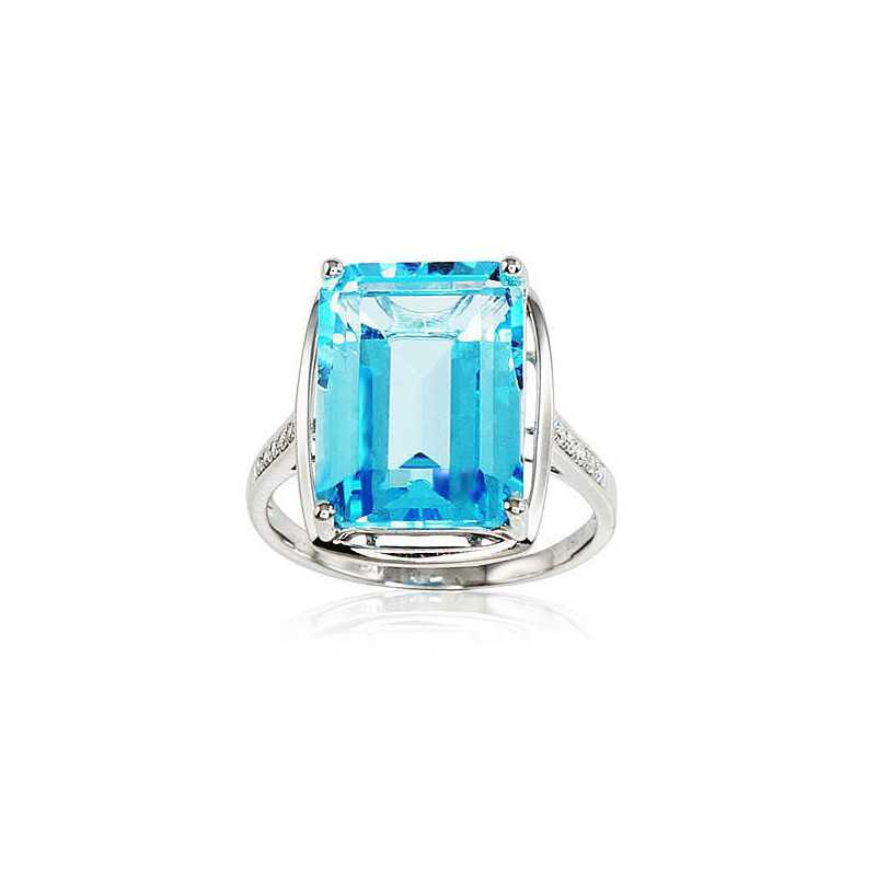 Zelta gredzens 1100166(Au-W)_DI+TZB, Baltais Zelts	750°, Briljanti , Zilais topāzs 