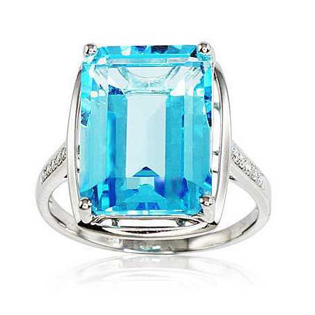 Zelta gredzens 1100166(Au-W)_DI+TZB, Baltais Zelts	750°, Briljanti , Zilais topāzs 