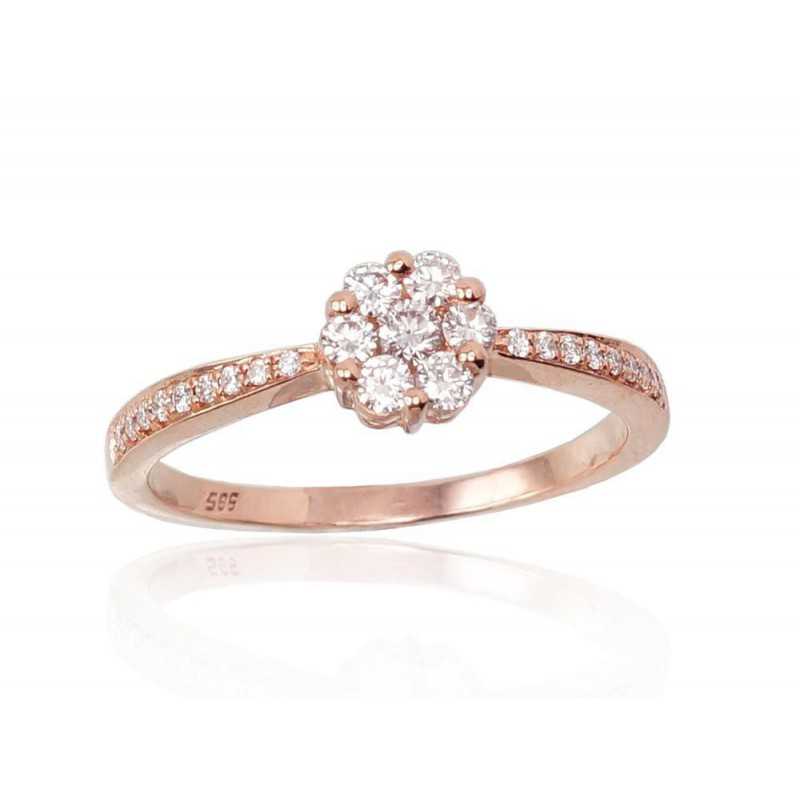 Zelta gredzens 1100204(Au-R)_DI, Sarkanais zelts	585°, Briljanti 