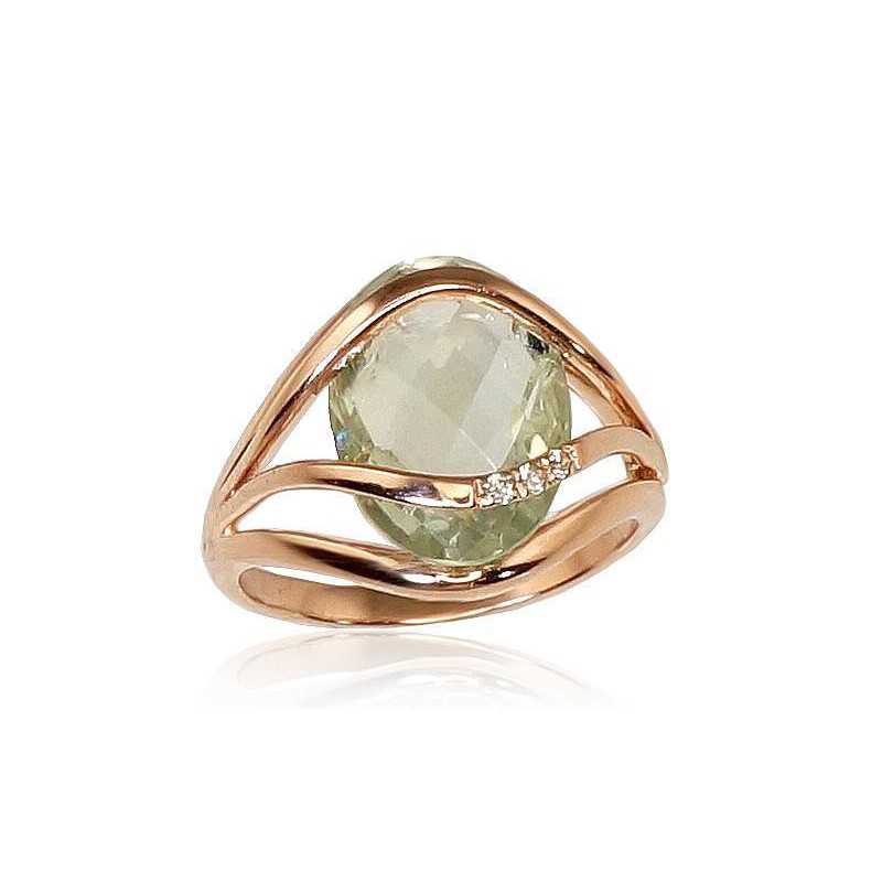 Zelta gredzens 1100254(Au-R)_CZ+AMG, Sarkanais Zelts	585°, Cirkoni , Zaļais ametists 