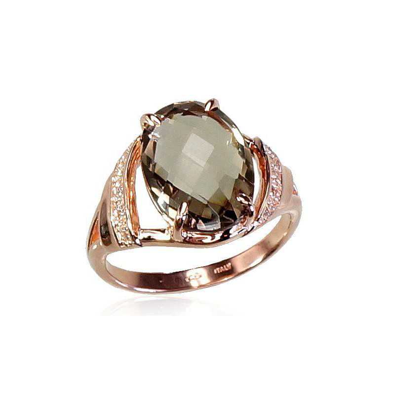 Zelta gredzens 1100337(Au-R)_CZ+KZSM, Sarkanais Zelts	585°, Cirkoni , Dūmu kvarcs 