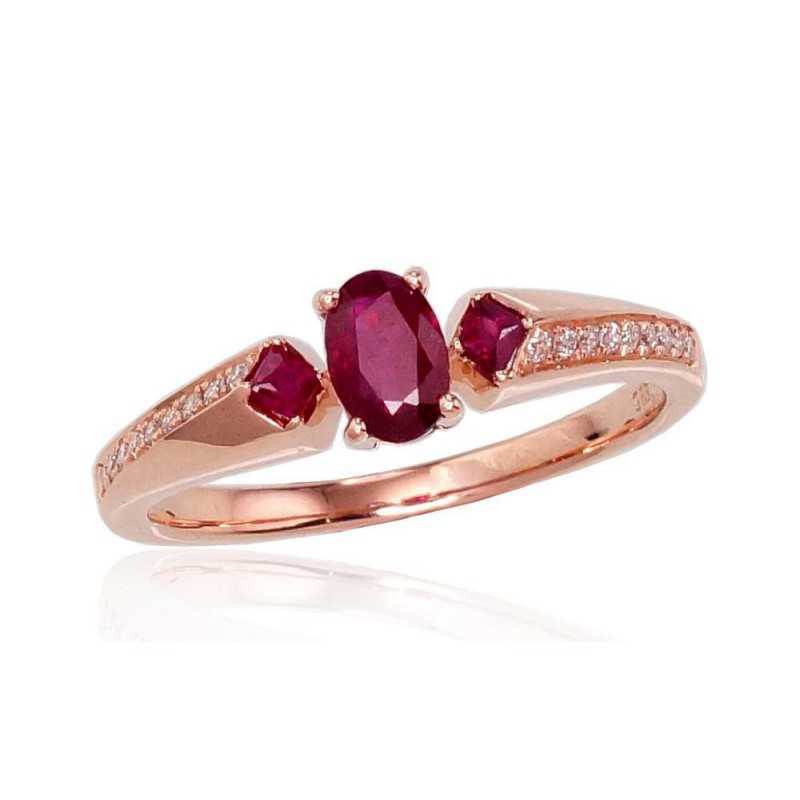 Zelta gredzens 1100423(Au-R)_DI+RB, Sarkanais zelts	585°, Briljanti , Rubīns 