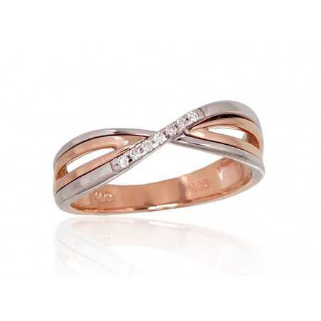 Zelta gredzens 1100650(Au-R+Au-W)_DI, Sarkanais/Baltais Zelts	585°, Briljanti 