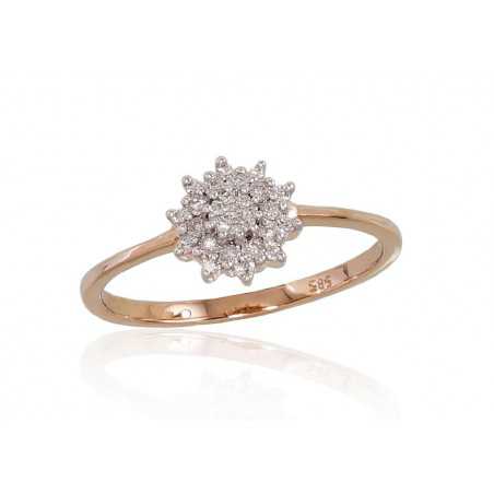 Zelta gredzens 1100660(Au-R+PRh-W)_DI, Sarkanais Zelts	585°, rodijs (pārklājums) , Briljanti 