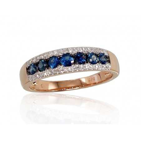 Zelta gredzens 1100664(Au-R+PRh-W+PRh-Bk)_DI+EM, Sarkanais Zelts	585°, rodijs (pārklājums) , Briljanti , Smaragds 