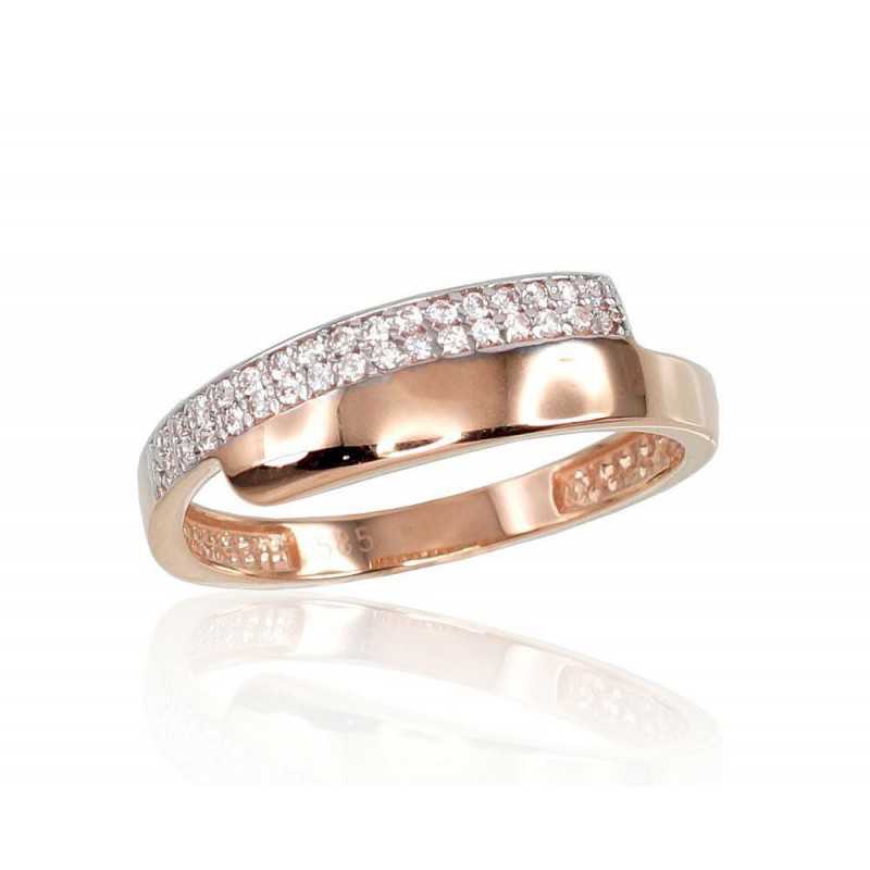 Zelta gredzens 1100713(Au-R+PRh-W)_CZ, Sarkanais Zelts	585°, rodijs (pārklājums) , Cirkoni 