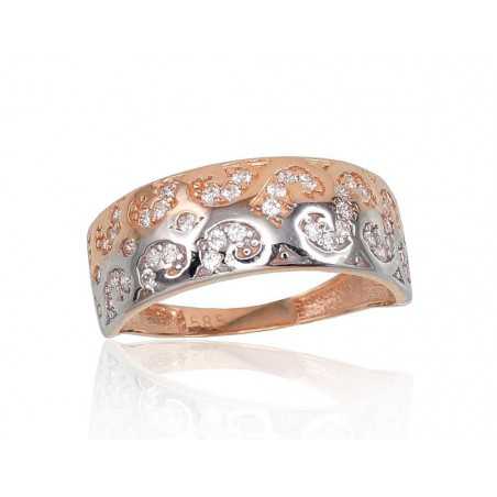 Zelta gredzens 1100718(Au-R+PRh-W)_CZ, Sarkanais Zelts	585°, rodijs (pārklājums) , Cirkoni 