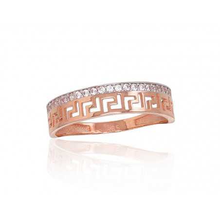 Zelta gredzens 1100882(Au-R+PRh-W)_CZ, Sarkanais Zelts	585°, rodijs (pārklājums) , Cirkoni 