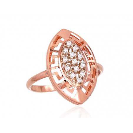 Zelta gredzens 1100901(Au-R+Au-W)_CZ, Sarkanais/Baltais Zelts	585°, Cirkoni 