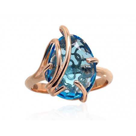 Zelta gredzens 1100915(Au-R)_TZBSN, Sarkanais Zelts	585°, Zilais topāzs (sint.) 