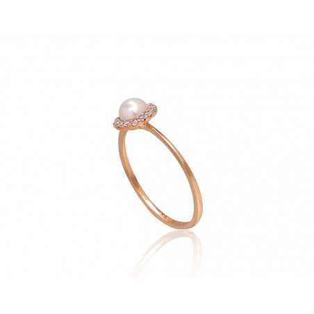 Zelta gredzens 1100922(Au-R+PRh-W)_CZ+PE, Sarkanais Zelts	585°, rodijs (pārklājums) , Cirkoni , Pērles 