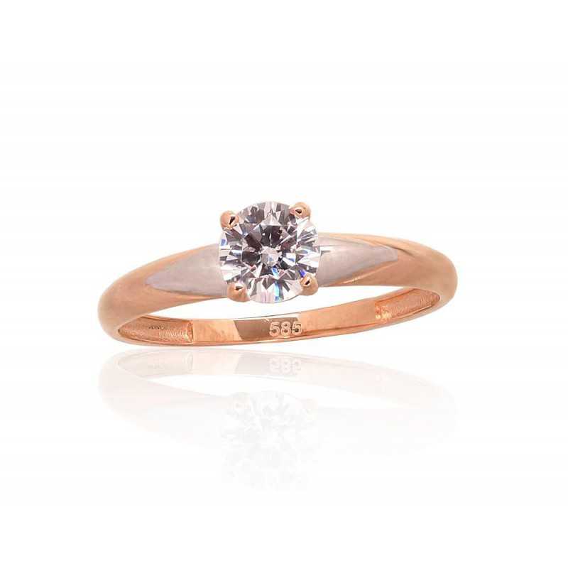 Zelta gredzens 1100933(Au-R+PRh-W)_CZ, Sarkanais Zelts	585°, rodijs (pārklājums) , Cirkoni 