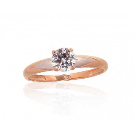 Zelta gredzens 1100933(Au-R+PRh-W)_CZ, Sarkanais Zelts	585°, rodijs (pārklājums) , Cirkoni 