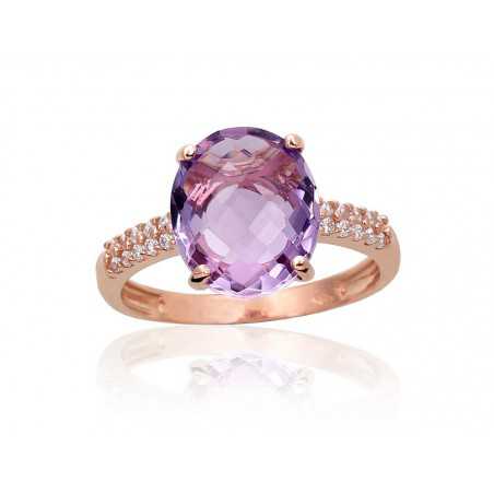 Zelta gredzens 1100957(Au-R)_CZ+AM, Sarkanais Zelts	585°, Cirkoni , Ametists 