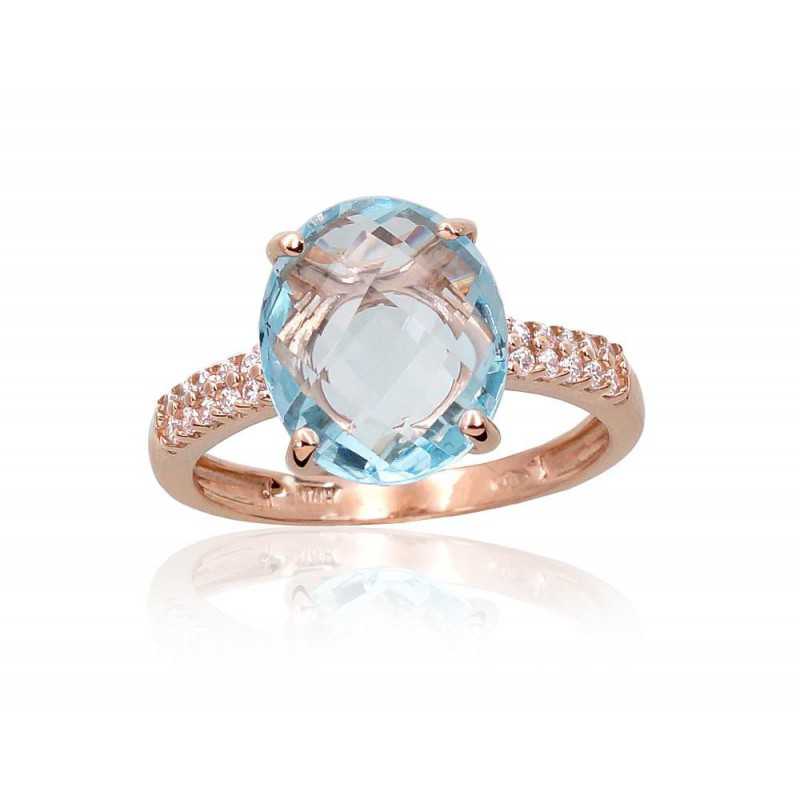 Zelta gredzens 1100957(Au-R)_CZ+TZLB, Sarkanais Zelts	585°, Cirkoni , Debess zils topāzs 