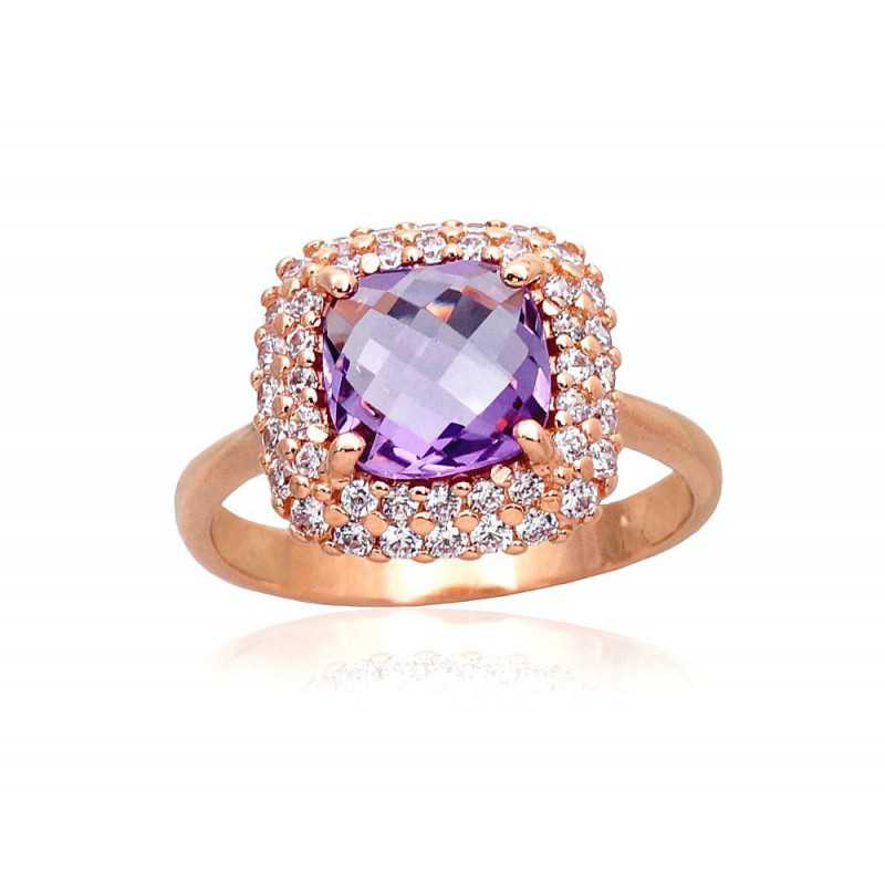 Zelta gredzens 1100962(Au-R)_CZ+AM, Sarkanais Zelts	585°, Cirkoni , Ametists 