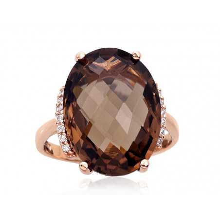 Zelta gredzens 1100965(Au-R)_CZ+KZSM, Sarkanais Zelts	585°, Cirkoni , Dūmu kvarcs 