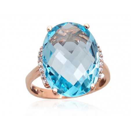 Zelta gredzens 1100965(Au-R)_CZ+TZLB, Sarkanais Zelts	585°, Cirkoni , Debess zils topāzs 