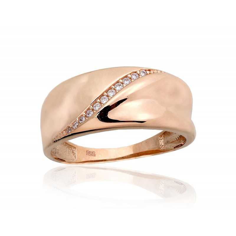 Zelta gredzens 1100973(Au-R)_CZ, Sarkanais Zelts	585°, Cirkoni 