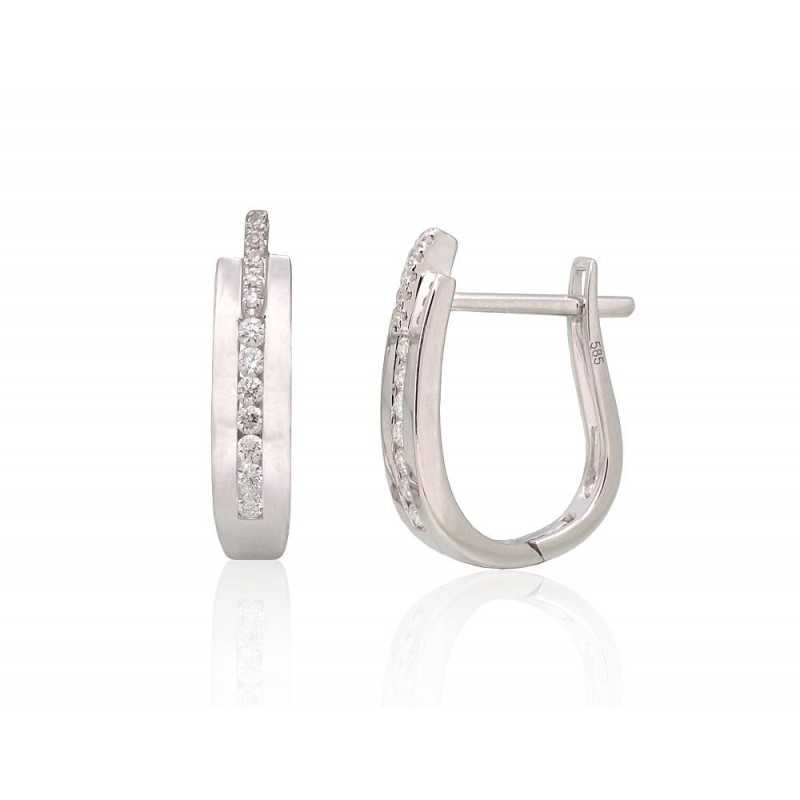 Zelta auskari ar  angļu  slēdzēju 1200386(Au-W)_DI, Baltais Zelts	585°, Briljanti 