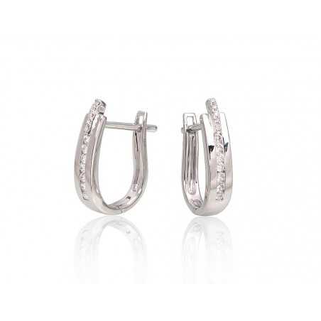 Zelta auskari ar  angļu  slēdzēju 1200386(Au-W)_DI, Baltais Zelts	585°, Briljanti 