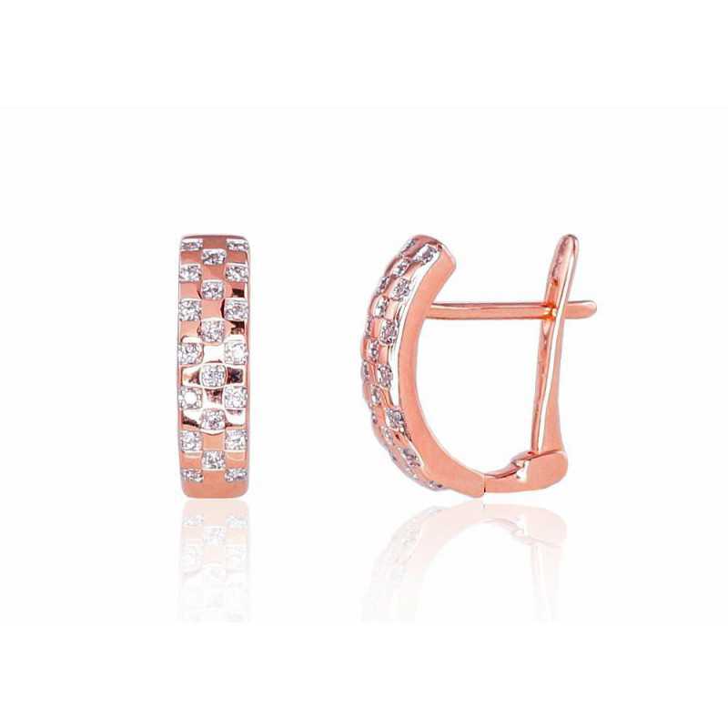 Zelta auskari 1200794(Au-R)_DI, Sarkanais Zelts	585°, Briljanti 