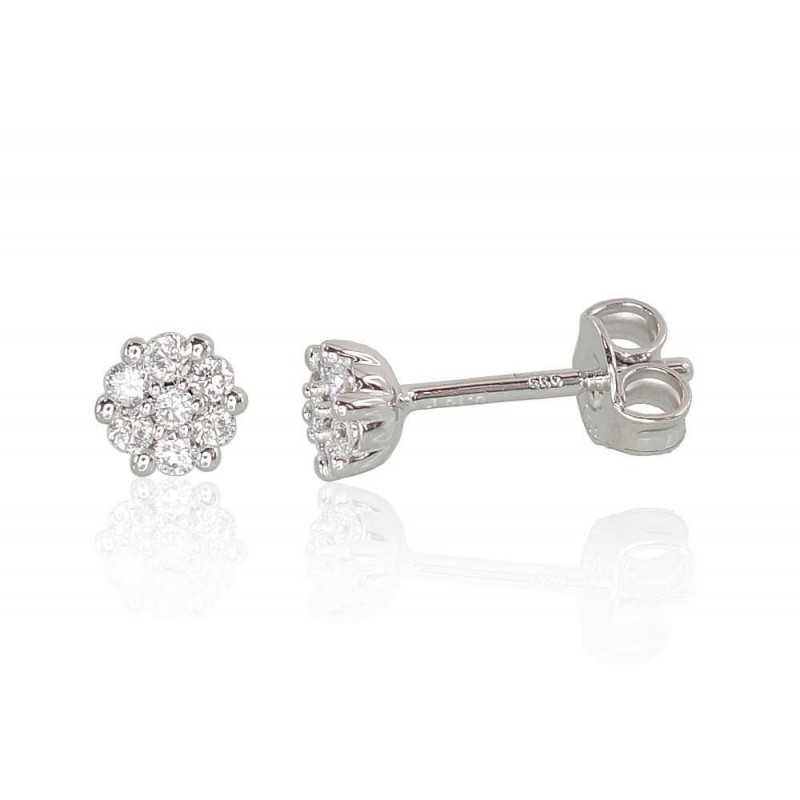 Zelta auskari  1201009(Au-W)_DI, Baltais Zelts	585°, Briljanti 