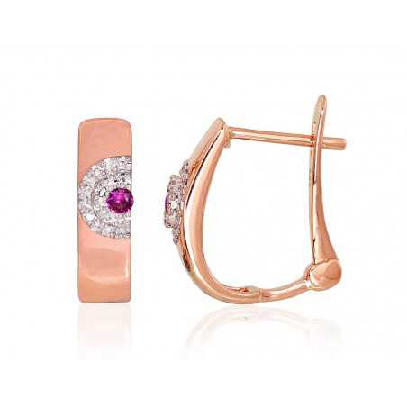 Zelta auskari  1201131(Au-R+PRh-W)_DI+RB, Sarkanais Zelts	585°, rodijs (pārklājums) , Briljanti , Rubīns 