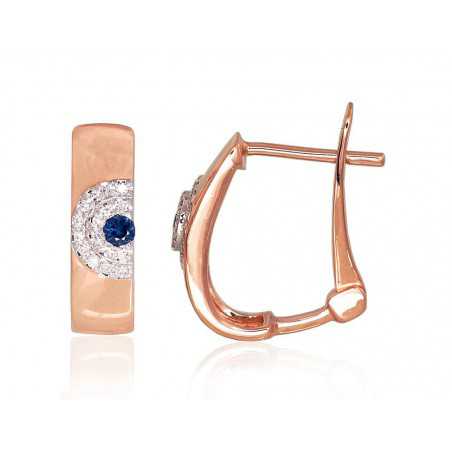 Zelta auskari 1201131(Au-R+PRh-W)_DI+SA, Sarkanais Zelts	585°, rodijs (pārklājums) , Briljanti , Safīrs 