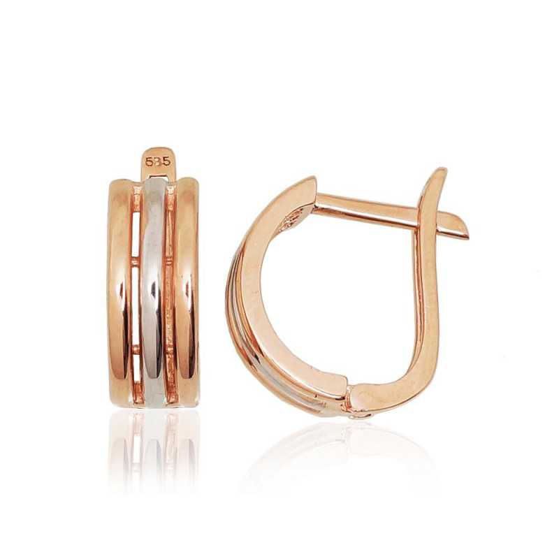 Zelta auskari ar angļu slēdzēju 1201135(Au-R+PRh-W), Sarkanais Zelts	585°, rodijs (pārklājums) 