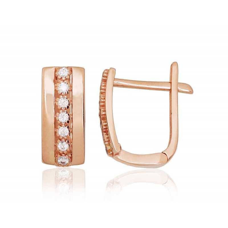 Zelta auskari ar angļu slēdzēju 1201148(Au-R)_CZ, Sarkanais zelts	585°, Cirkoni 