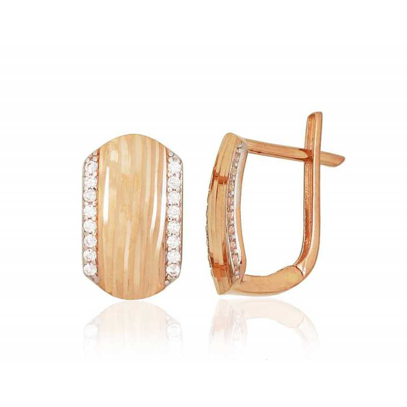 Zelta auskari ar angļu slēdzēju 1201149(Au-R+PRh-W)_CZ, Sarkanais Zelts	585°, rodijs (pārklājums) , Cirkoni 