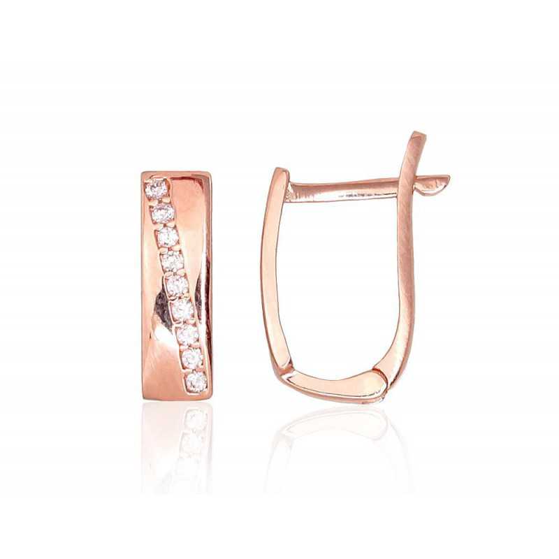 Zelta auskari ar angļu slēdzēju 1201192(Au-R)_CZ, Sarkanais zelts	585°, Cirkoni 