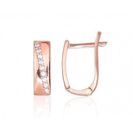 Zelta auskari ar angļu slēdzēju 1201192(Au-R)_CZ, Sarkanais zelts	585°, Cirkoni 