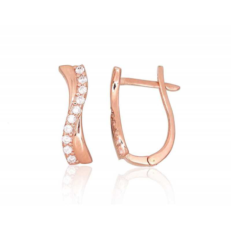 Zelta auskari ar angļu slēdzēju 1201193(Au-R)_CZ, Sarkanais zelts	585°, Cirkoni 